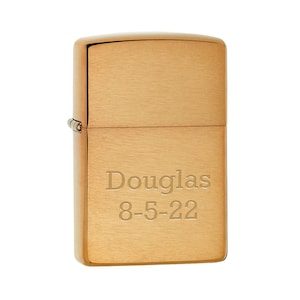 Personalized Zippo Lighter Brushed Brass Classic Windproof Engraved Gift For Him Groomsmen Husband Boyfriend Dad Men Father Birthday