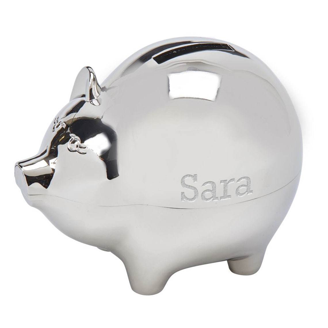 Personalized Large Polished Silver Finish Piggy Bank Engraved - Etsy India