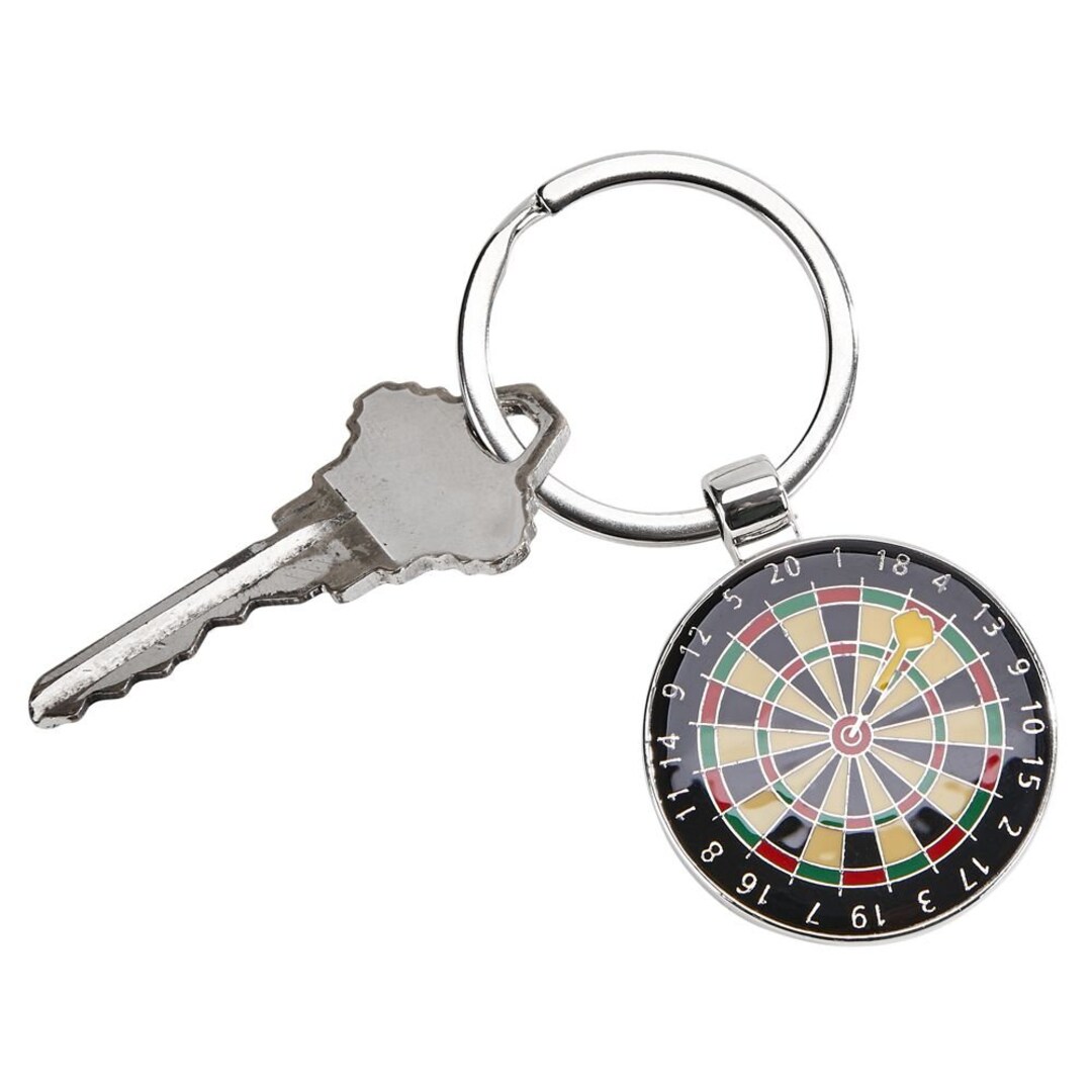 Personalized Silver Dart Board Key Chain Engraved Groomsmen Gift for