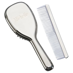 Personalized Silver Hair Brush & Comb Set Engraved Gift For Baby Shower Child Newborn Girl Parents Keepsake
