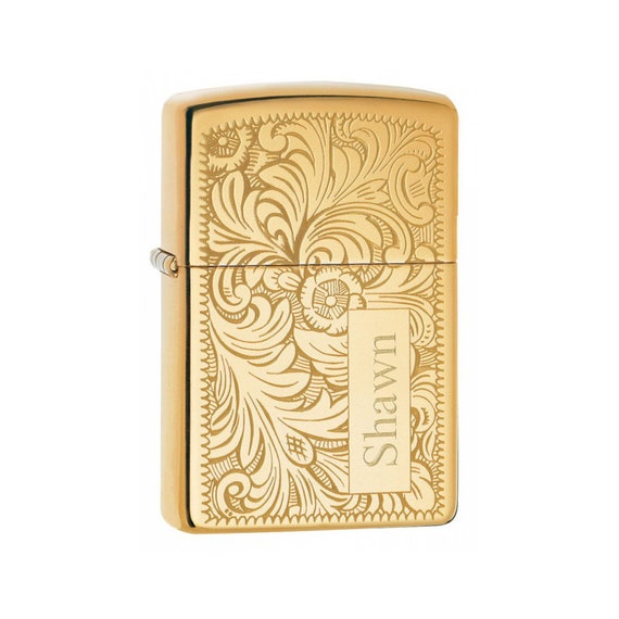 Personalized Zippo Lighter High Polish Brass Venetian Floral