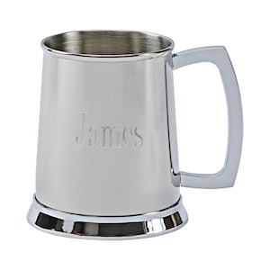 Personalized Stainless Steel Tankard Mug with Polished Finish 20 Ounces Engraved Groomsmen Gift For Him Beer Stein Bar Glass Keepsake
