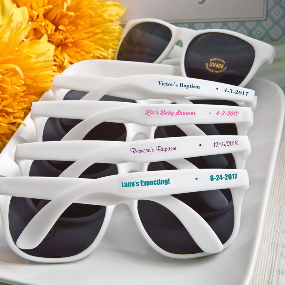 Personalized White Sunglasses Party Favors Custom Gift For Etsy