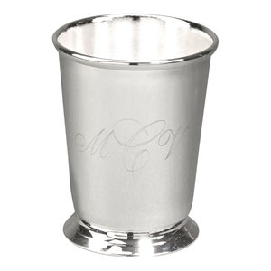 Personalized Polished Silver Mint Julep Cup 11 Ounces Engraved Bridesmaid Gift Bar Cocktail Glass Pencil Holder Desktop Vase Planter