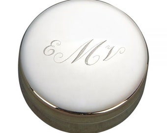 Personalized Small Round Silver Jewelry Box Engraved Bridesmaid Gift For Her Ring Necklace Holder Storage Custom Keepsake