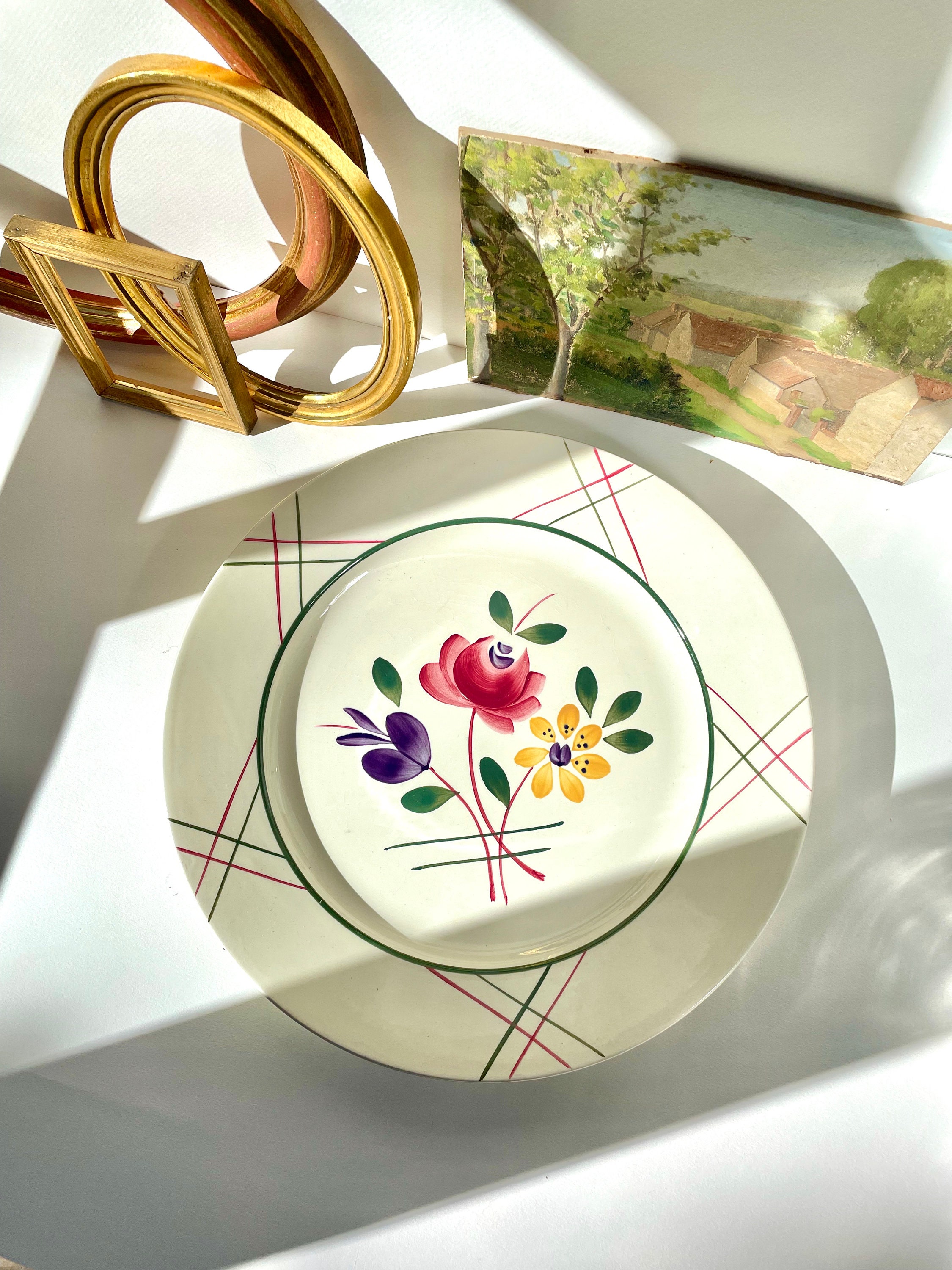 Gien | Ancien Grand Plat Rond Collection Cambo Fabriqué en France | Début Xxe Siècle