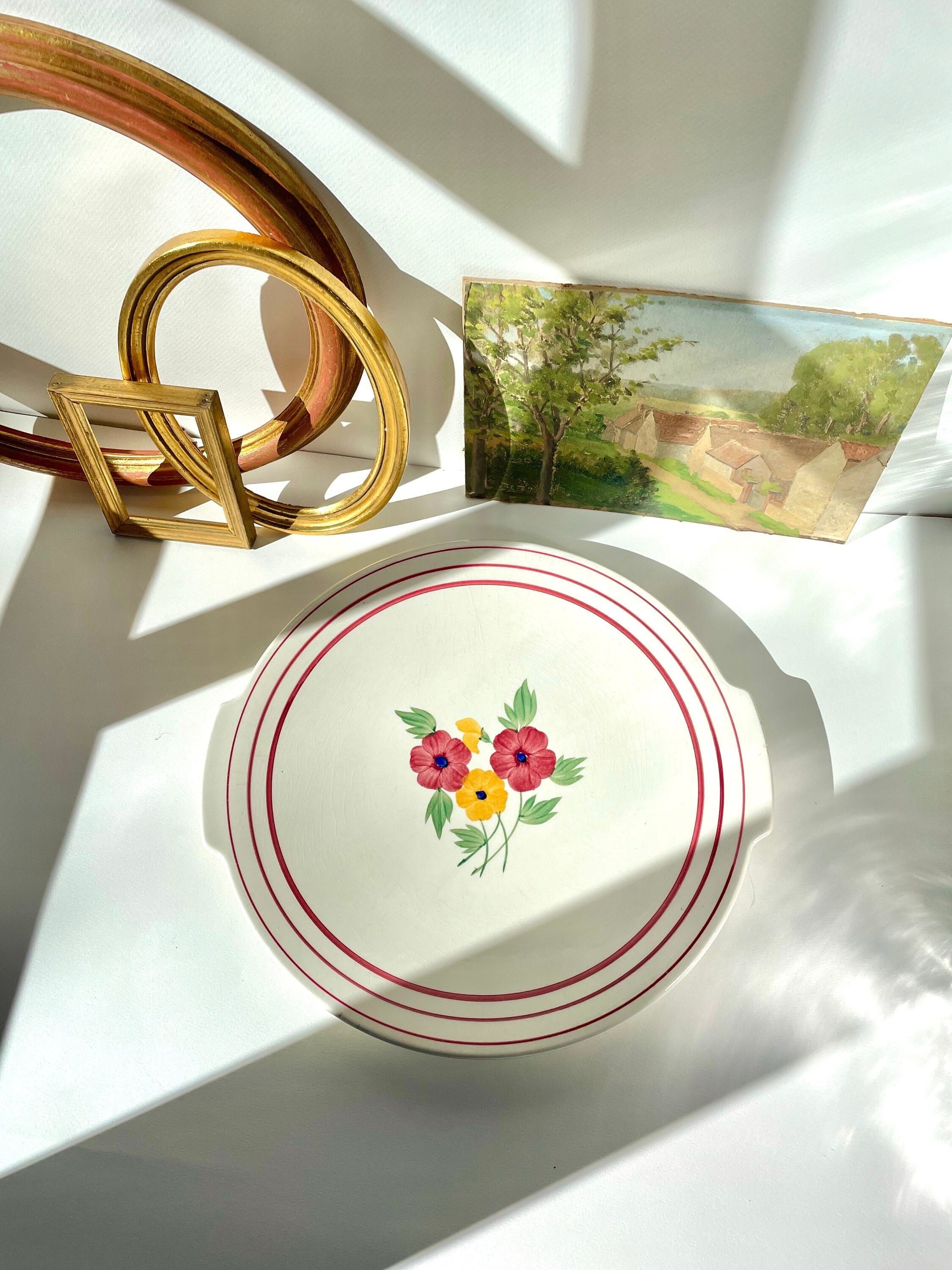 Gien | Ancien Grand Plat Rond Collection Roseline Fabriqué en France | Début Xxe Siècle