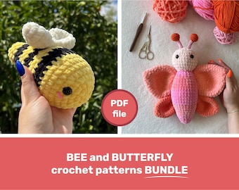 BEE & BUTTERFLY Crochet Patterns Bundle - Plushies | PDF | English | Instant Download |