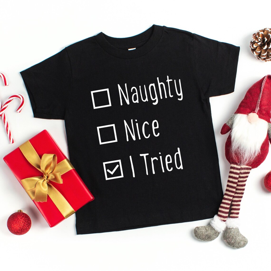 Naughty Nice I Tried-Youth Holiday T-Shirt | Etsy