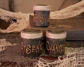 Arsenic Cyanide Spells and Brews Creepy Halloween Bottle Poison Halloween Decoration Witch Decor Strychnine The Toxic Three