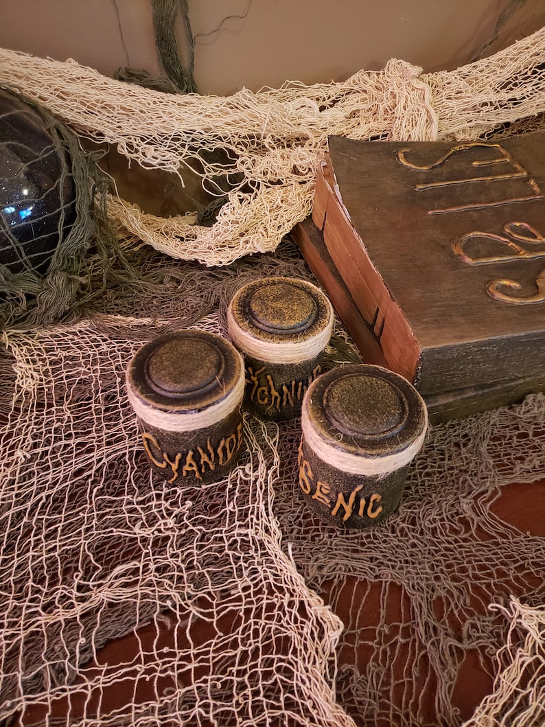 Arsenic Cyanide Spells and Brews Creepy Halloween Bottle Poison Halloween Decoration Witch Decor Strychnine The Toxic Three