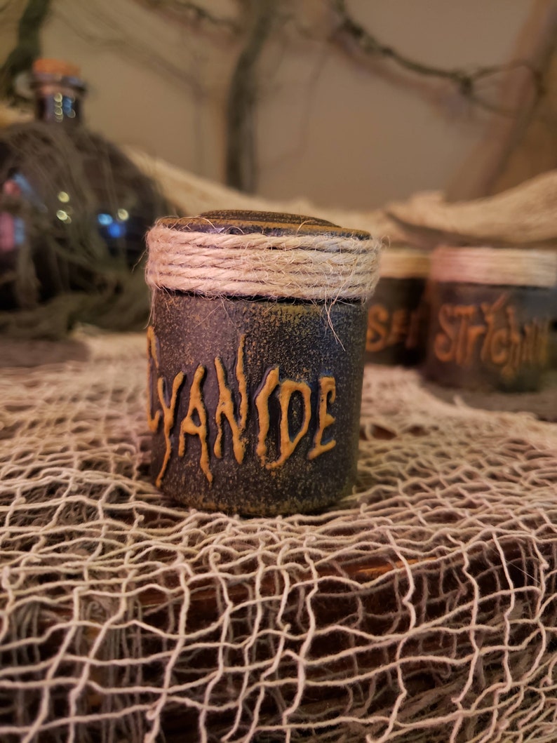 Arsenic Cyanide Spells and Brews Creepy Halloween Bottle Poison Halloween Decoration Witch Decor Strychnine The Toxic Three