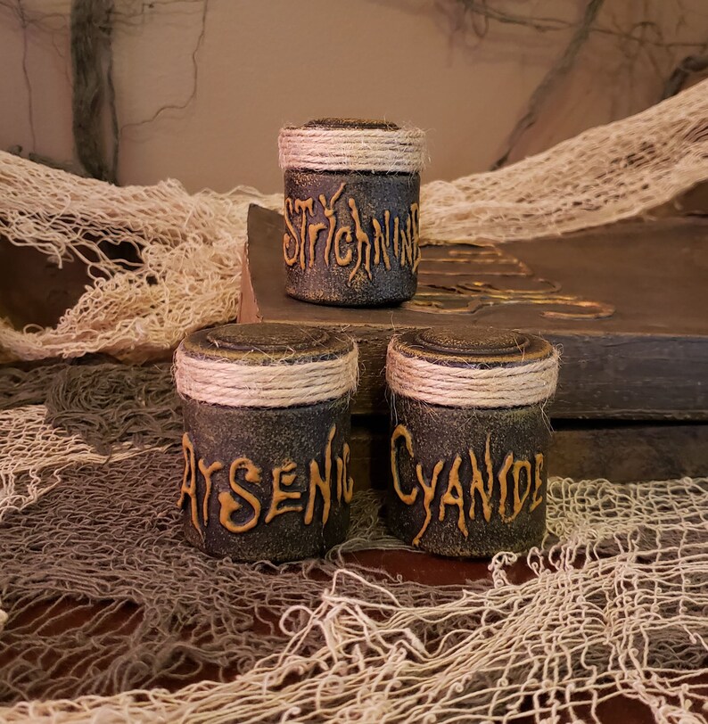 Arsenic Cyanide Spells and Brews Creepy Halloween Bottle Poison Halloween Decoration Witch Decor Strychnine The Toxic Three