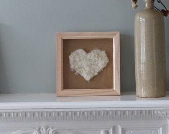 Hand felted wool heart {framed}