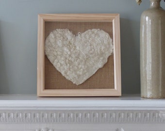 Hand felted wool heart {framed}