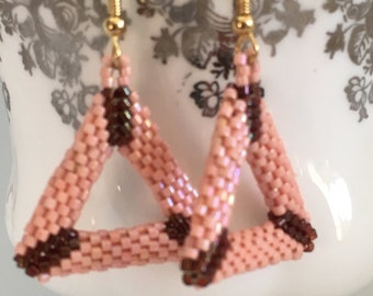Peach Triangle Earrings