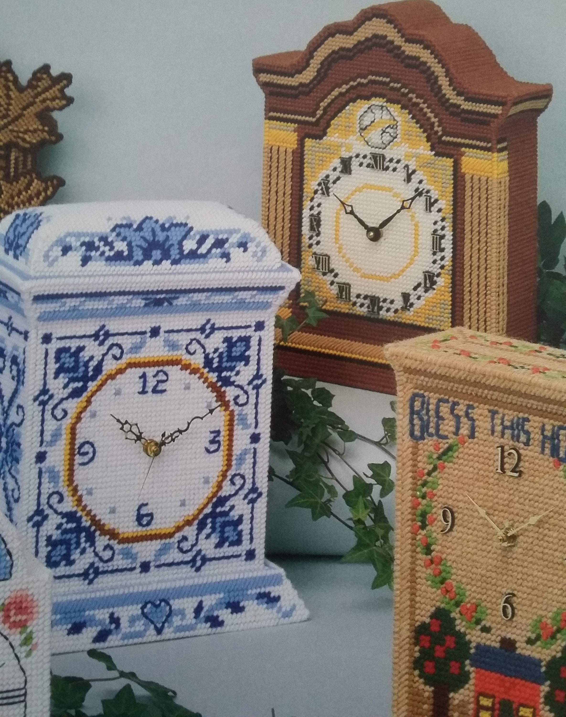 Plastic Canvas Clocks Five Designs Plastic Canvas Patterns Etsy
