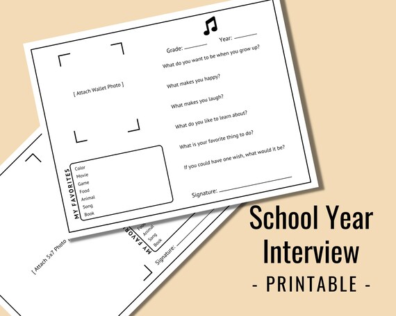 School Year Interview Printable | Etsy