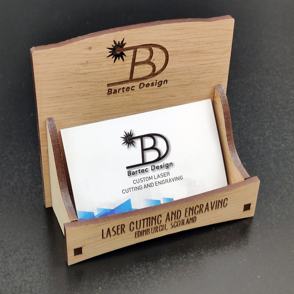 Customized business card holder. Laser engraved, Different materials