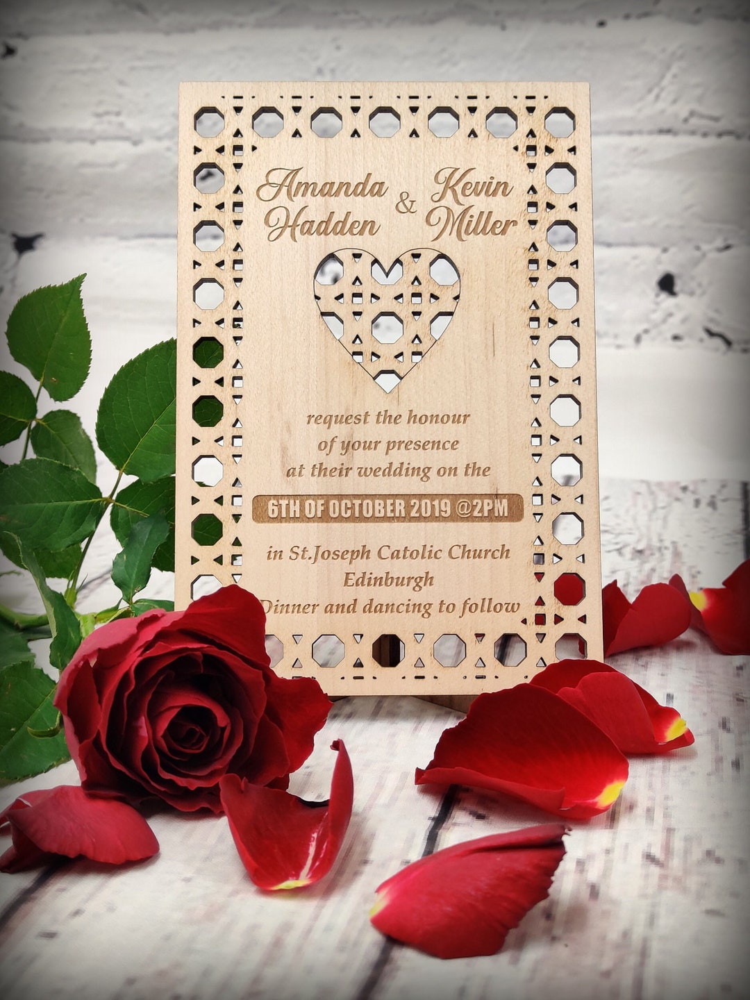 Wooden Wedding Invitations Laser Cut and Engraved Rattan Etsy