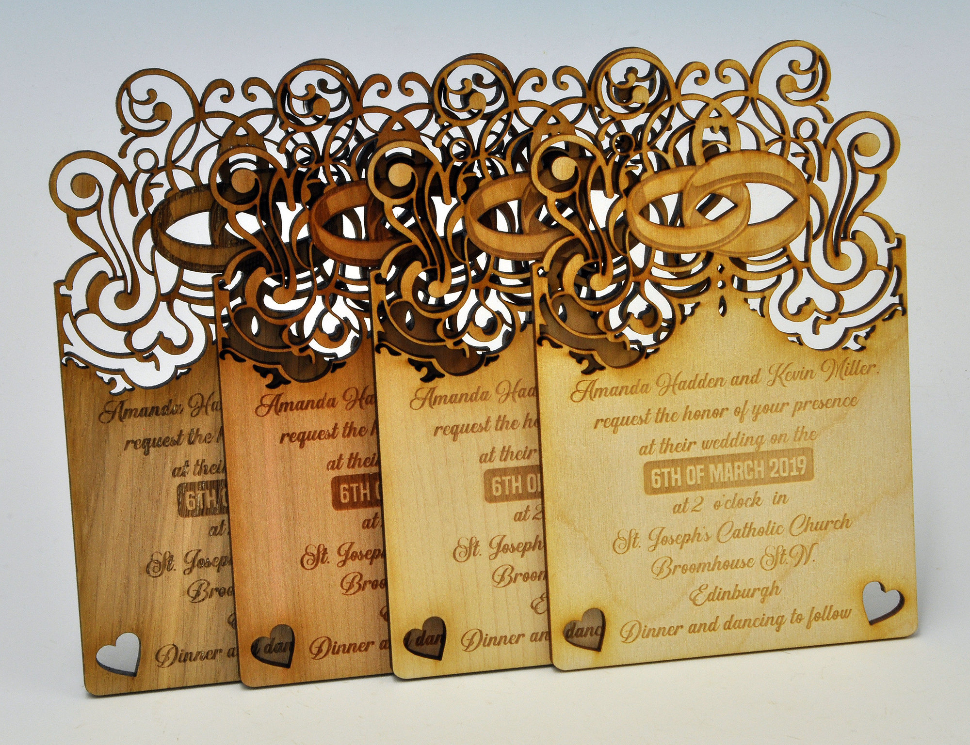 Invitaciones de boda de madera Corte láser y - España