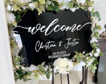 Wedding Welcome Sign - Personalized Acrylic Baby Shower & Ceremony Signage, Laser Engraved 24x36, Custom Design, Unique Decor