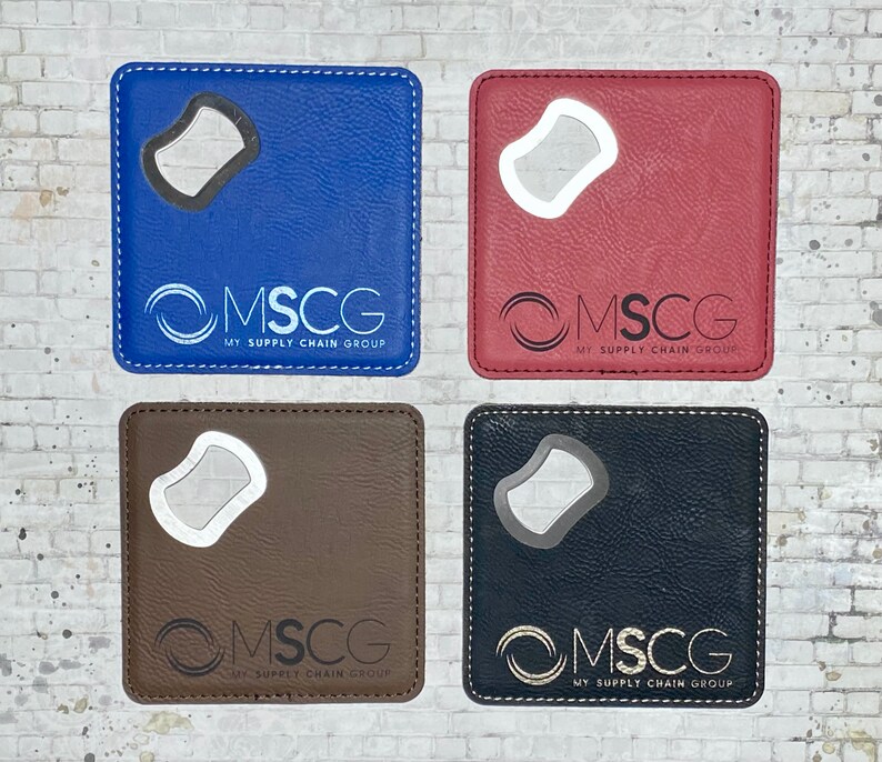 Customizable Engraved Leatherette Bottle Opener Coasters Corporate Gifts Holiday Personalized Home Decor Leather Barware Wedding Favor