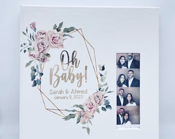 Oh Baby Floral Personalized Photobooth Scrapbook Baby Shower Custom Photo Booth Guestbook 2x6 Inch Photo Strip Inserts Wedding Memory Book
