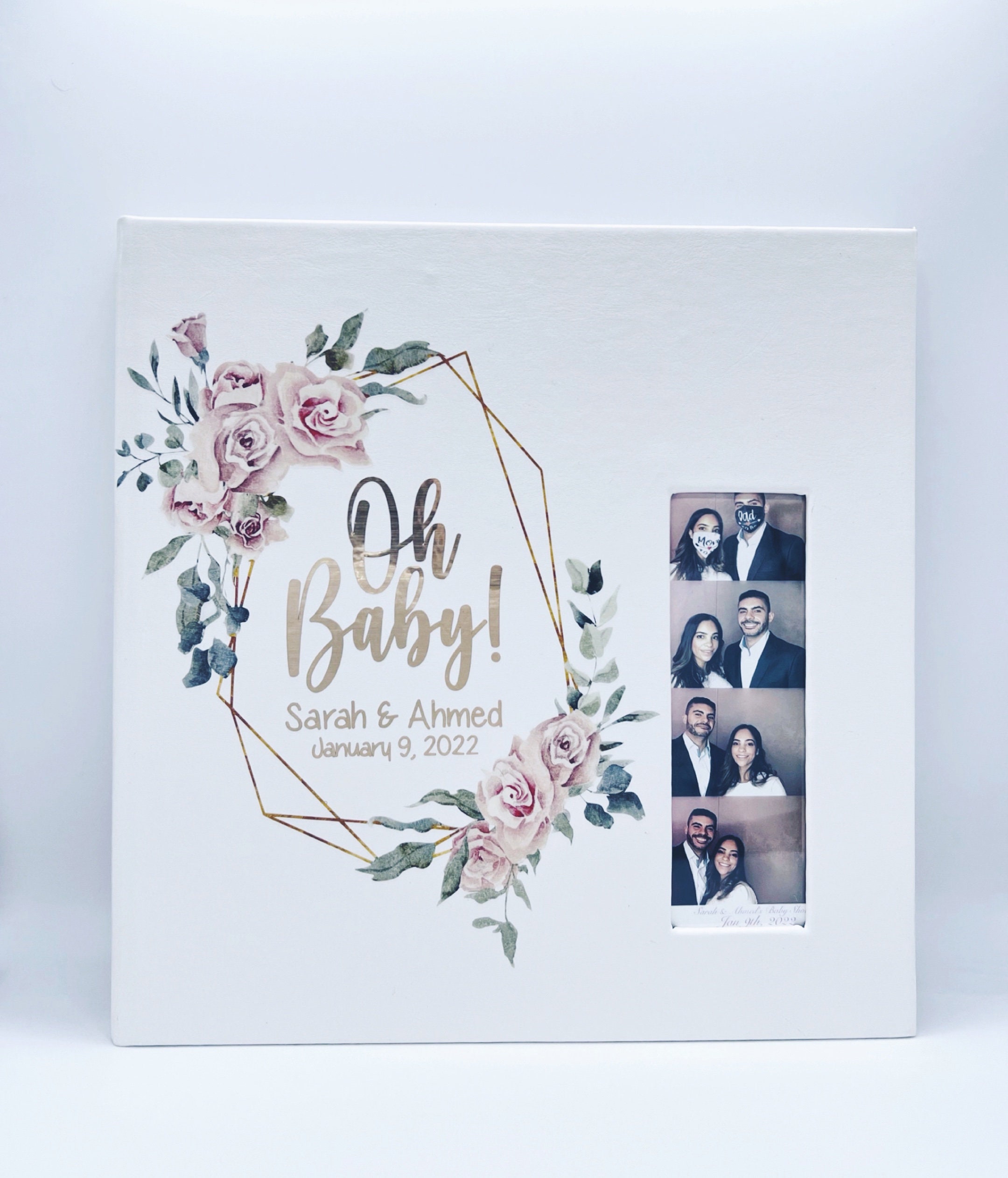 Oh Baby Floral Personalized Photobooth Scrapbook Baby Shower Custom Photo Booth Guestbook 2x6 Inch Photo Strip Inserts Wedding Memory Book