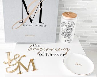 Customizable Engagement Bride Box: Personalized The Knot Wedding Planner, Ring Dish, Tumbler & Keepsake Gift for Brides to be