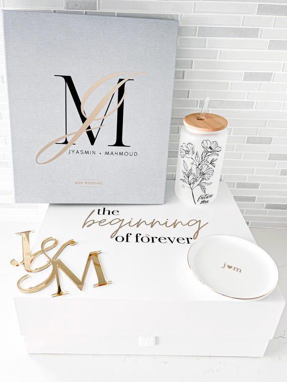 Customizable Engagement Bride Box: Personalized The Knot Wedding Planner, Ring Dish, Tumbler & Keepsake Gift for Brides to be