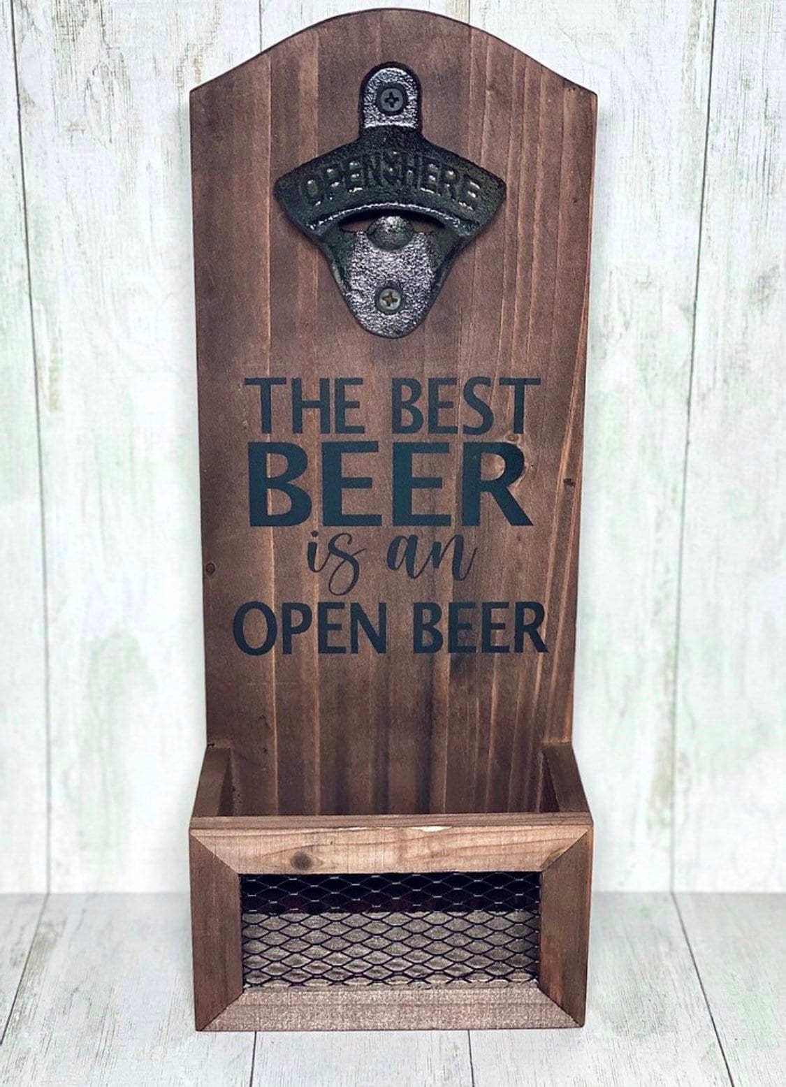 Wall Mounted Personalized Wooden Bottle Opener With Cap Catcher Groomsmen Gift For Him Bachelor Groomsman Wedding Party Home Decor Barware