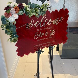3D Acrylic Brushed Back Wedding Welcome Sign Welcome To Our Wedding Signage 24x36 inch Back Painted Acrylic Sign, Engagement Signs