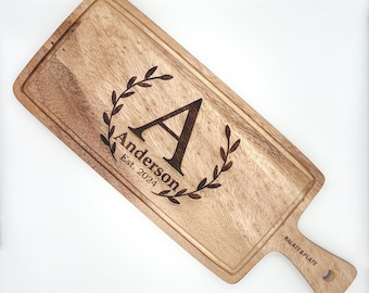 Family Name Custom Laser Engraved Cutting Board Personalized Wedding Gift New Home Housewarming Realtor Closing