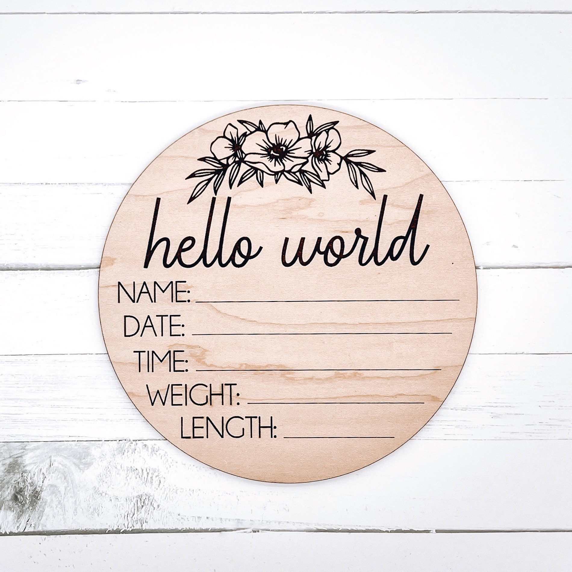 Hello World Birth Announcement Laser Cut Engraved Newborn Sign Baby Nursery Sign Birth Photo Sign Newborn Photo Prop