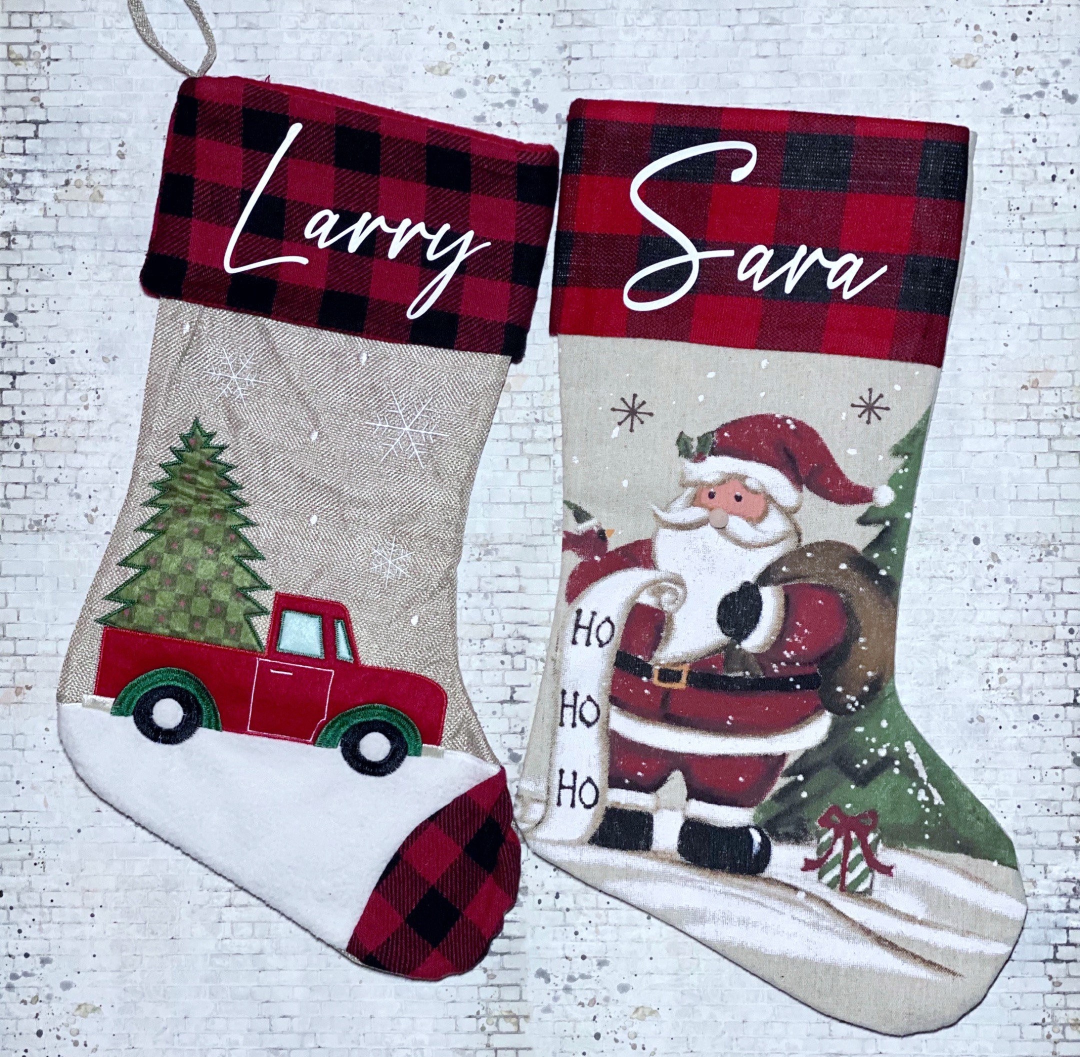 Personalized Christmas Stocking - Custom Christmas Stocking - Red Truck - Santa Stocking - Holiday Gift - Christmas Gift