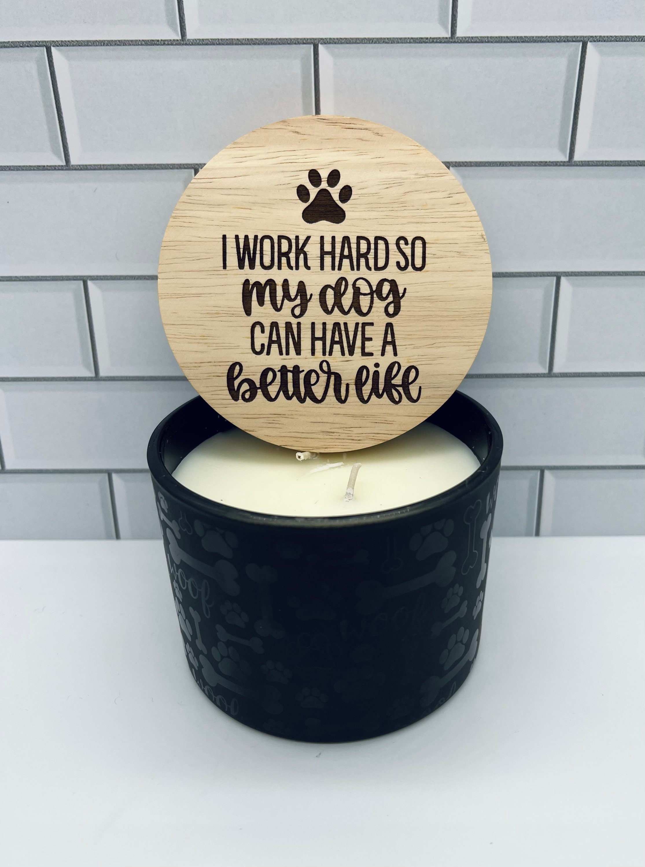 Laser Engraved Wooden Lid Dog Themed Neutralizer Candle Dog Mom Dog Lover Gift Farmhouse New Home Housewarming Gift