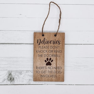 Laser Cut / Engraved Wooden Delivery Doorbell Sign No Need To Knock Or Ring Doorbell Door Dog Sign Dog Lover Mom Gift