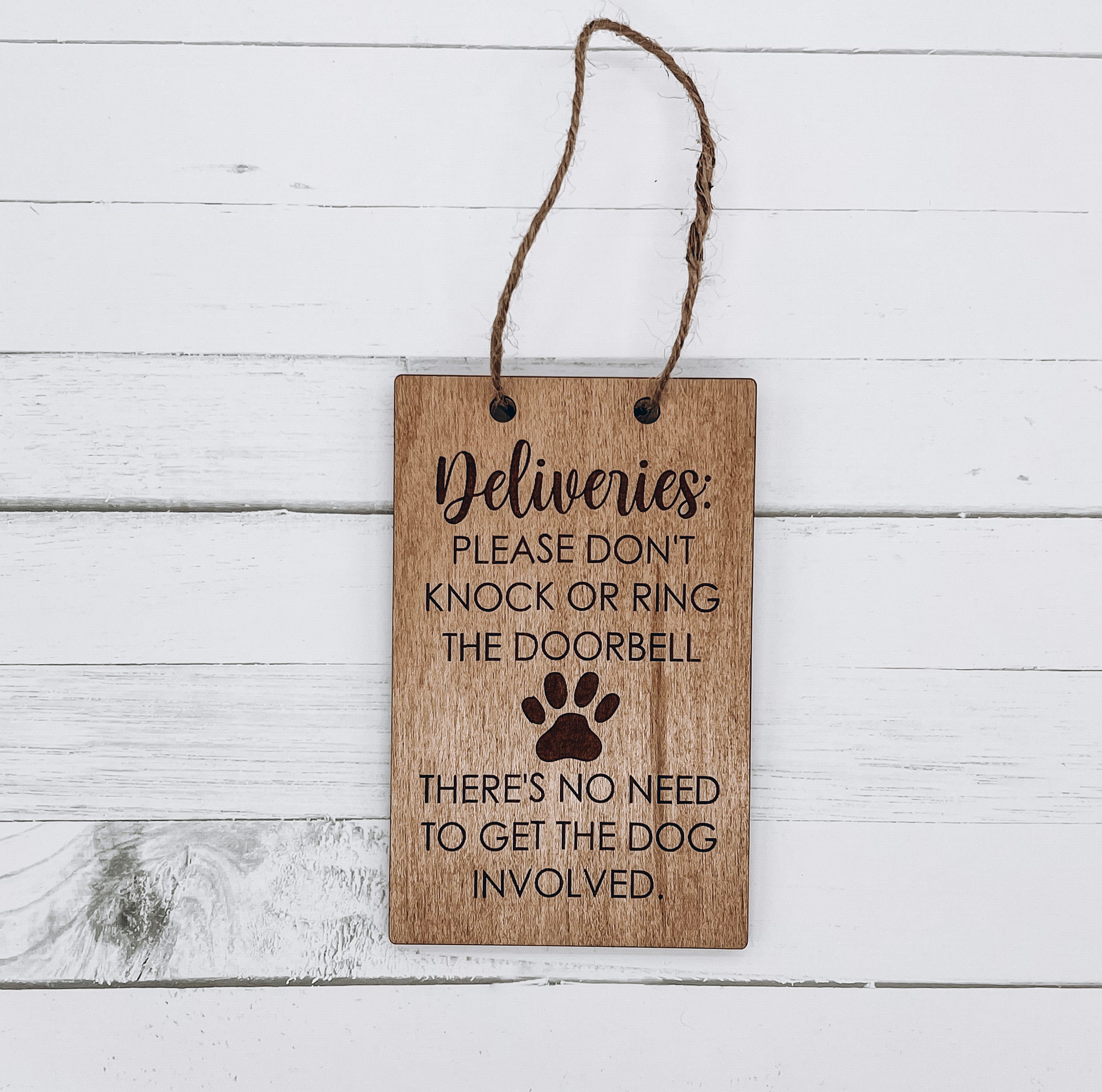 Laser Cut / Engraved Wooden Delivery Doorbell Sign No Need To Knock Or Ring Doorbell Door Dog Sign Dog Lover Mom Gift