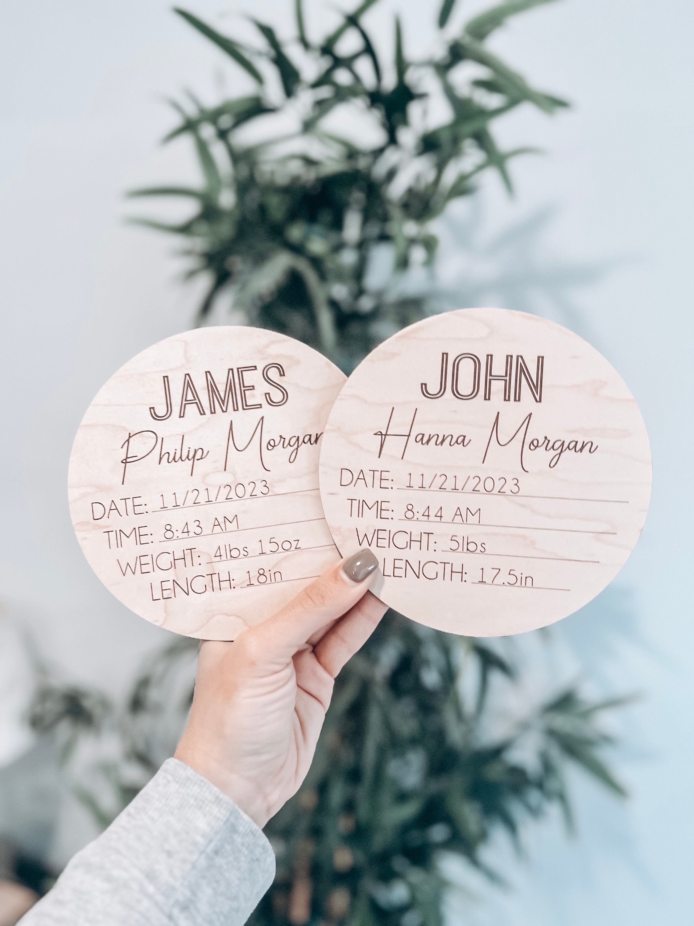 Personalized Baby Birth Announcement Sign | 3D Laser Cut Engraved Newborn Nursery Decor & Photo Prop