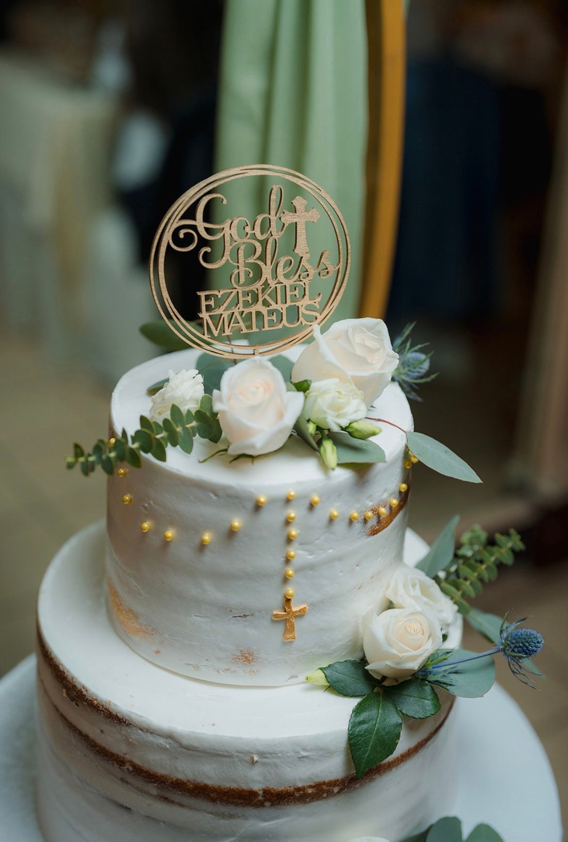 Laser Cut Engraved God Bless Baptism Cake Topper Baby Shower Cake Topper Newborn Christening Holy First Communion Pregnant It’s A Boy Girl