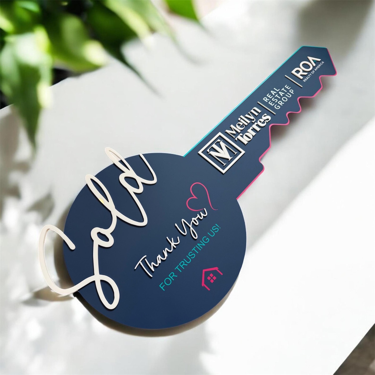 Custom Realtor Key Sign | Personalized Sold Key | Closing Day Photo Prop | Real Estate Marketing Sign | Realtor Branding