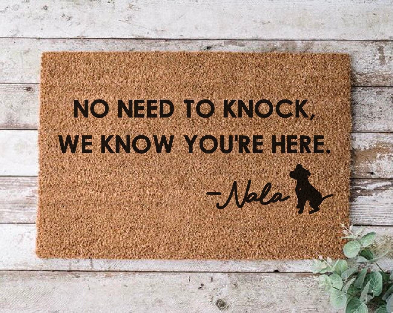 Engraved Personalized Dog Silhouette Coir Doormat, Custom Puppy Welcome Entryway Mat 18x30, Rustic Housewarming Gift, Durable, Easy to Clean