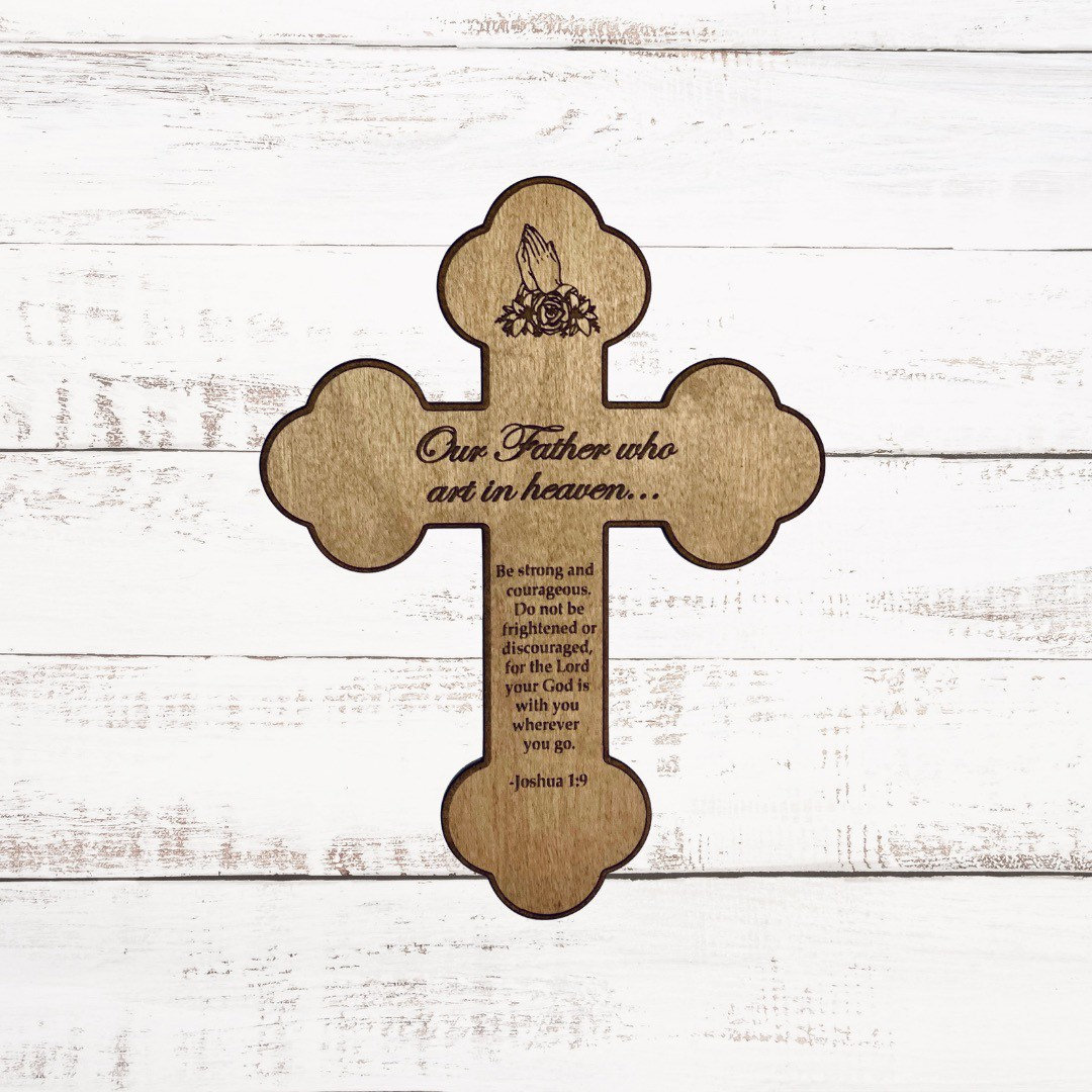 Personalized Memorial Cross Laser Cut Engraved - Veni Creator Spiritus Prayer, Rest In Peace Loved Ones Memory Keepsake Tribute Decor