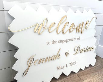 3D Acrylic Brushed Back Wedding Welcome Sign Welcome To Our Wedding Signage 24x36 inch Back Painted Acrylic Sign, Engagement Signs