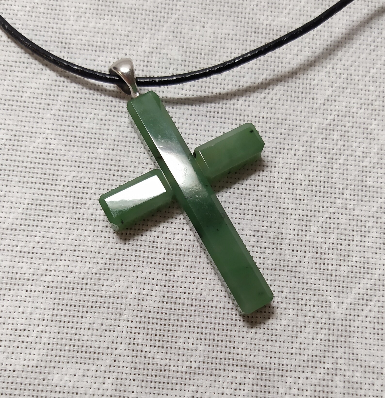 Cross necklace green jade stone pendant christian jewelry Etsy