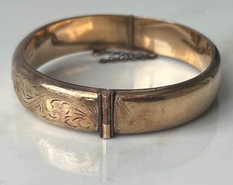 Vintage 9 Carat Yellow Rolled Gold Bangle Bracelet - Etsy