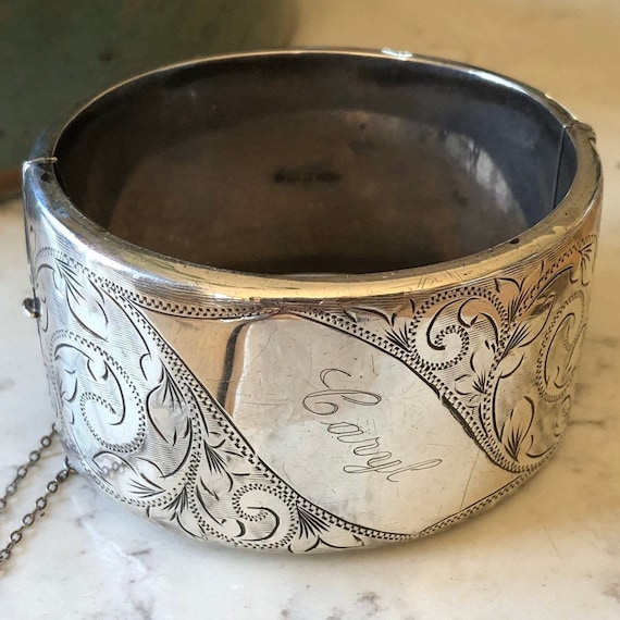 Victorian Extra Wide Silver Cuff Bangle - Etsy