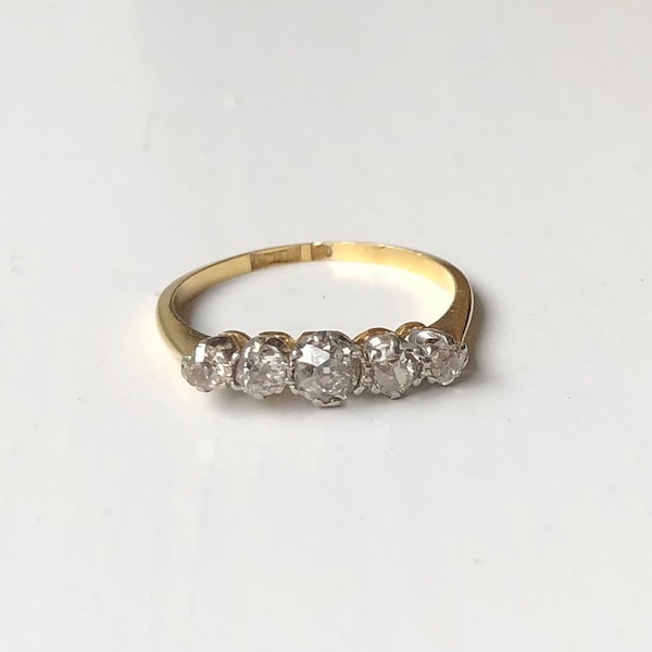 Vintage 9 Carat Gold and Platinum Diamond Ring