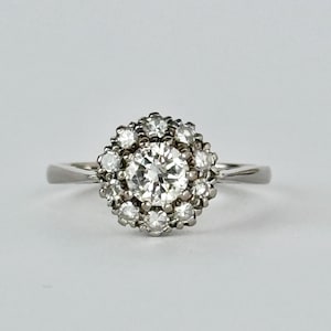 Art Deco Diamond and 18 Carat White Gold Cluster Ring